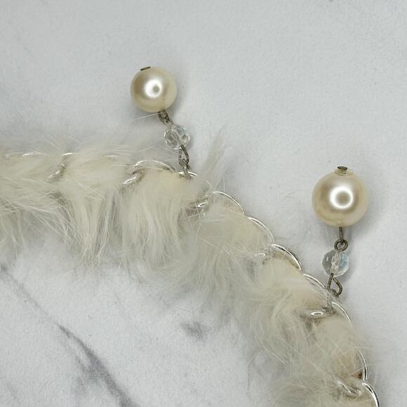 Beaded Faux Fur Woven Silver Tone Chain Link Belt One Size OS Boho ✨ - Picture 11 of 14